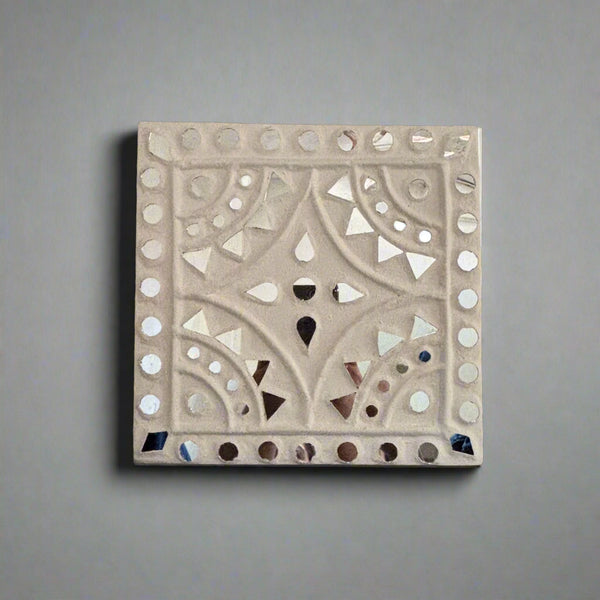 Traditional Lippan Art Star Handcrafted Mud Mirror Work Frame -8"x 8"