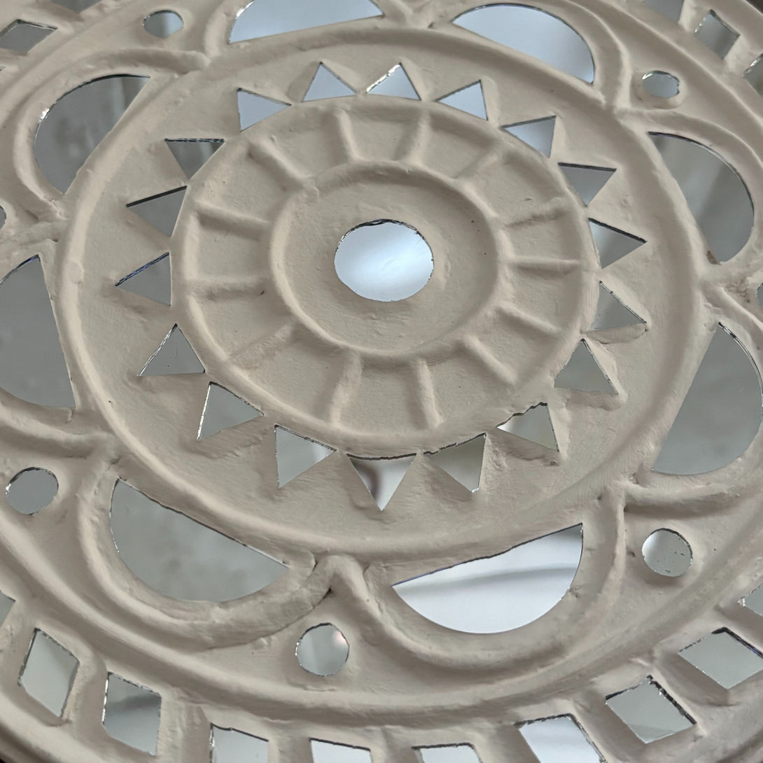Traditional Kutch mud and mirror work round mandala wall hanging