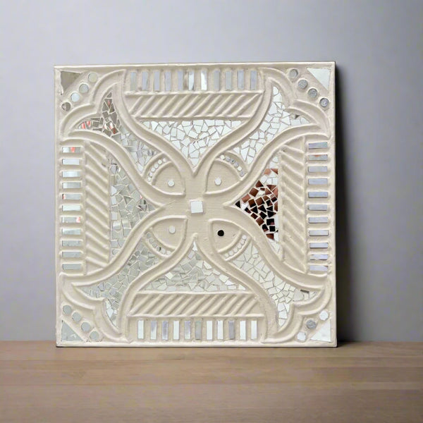 Traditional Lippan Art Fish Handcrafted Mud Mirror Work Frame -12"x 12"