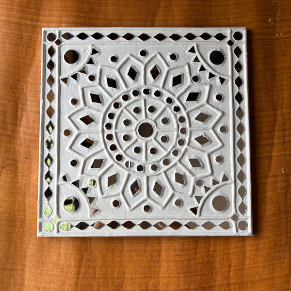 Traditional Lippan Art Mandala Handcrafted Mud Mirror Work Frame -12"x 12"