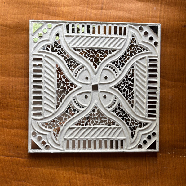 Traditional Lippan Art Fish Handcrafted Mud Mirror Work Frame -12"x 12"