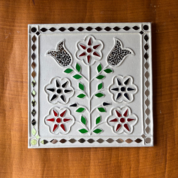 Traditional Lippan Art Baug Handcrafted Mud Mirror Work Frame -12"x 12"