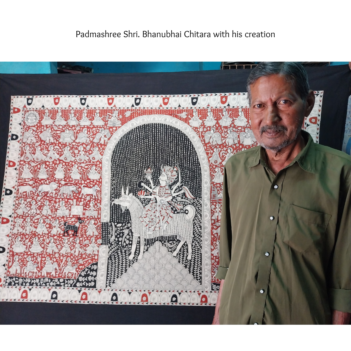 Pavagadh wali Durga - Mata ni Pachedi painting by Padma Shri awardee