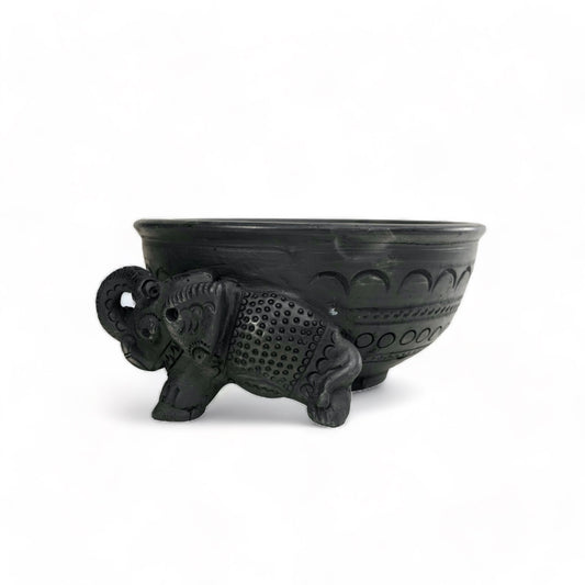 Elephant Bowl - Sawai Madhopur Black Terracotta Serving Bowl