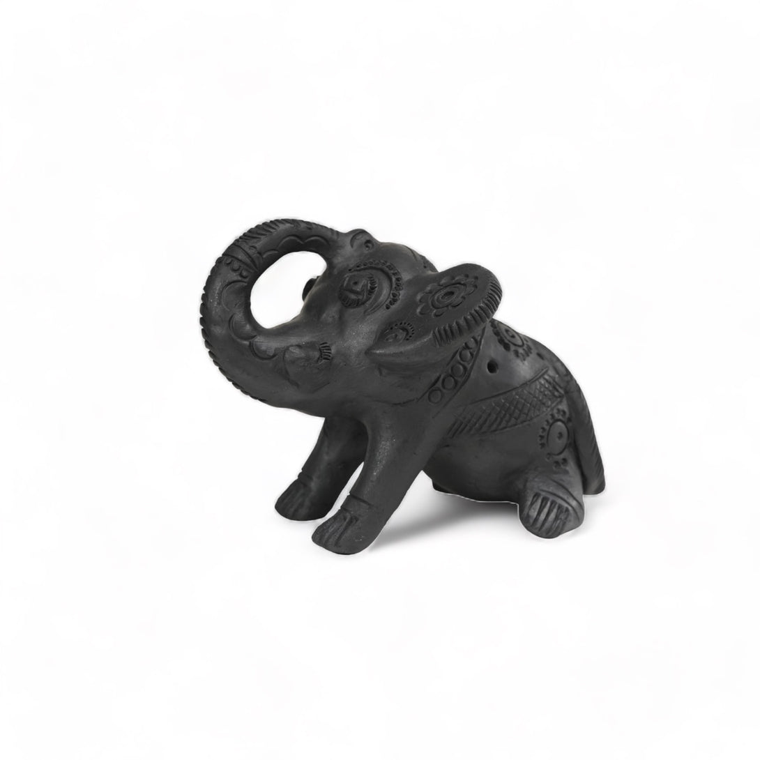 Sawai Madhopur Black Terracotta Elephant Figurine