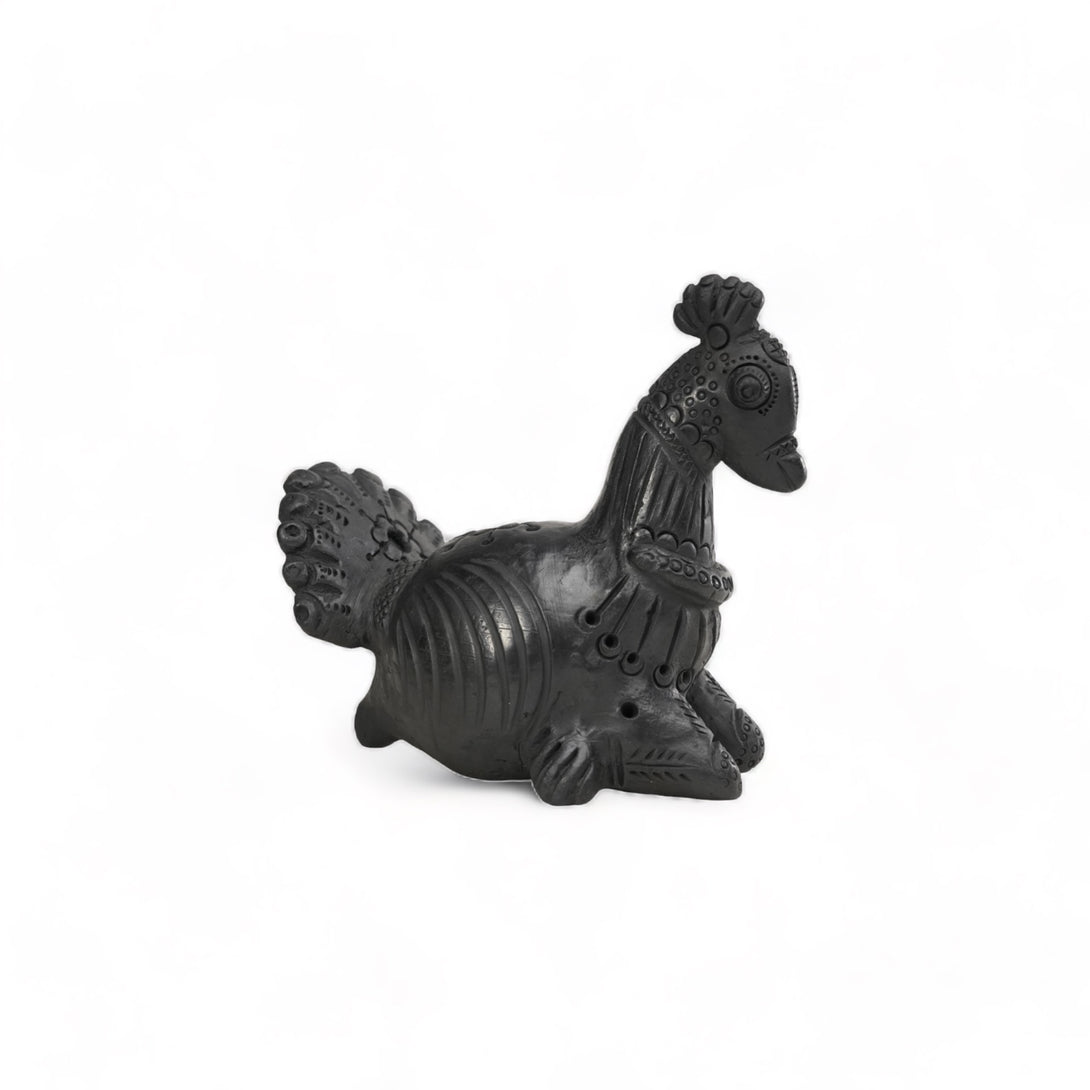Sawai Madhopur Black Terracotta Peacock Figurine