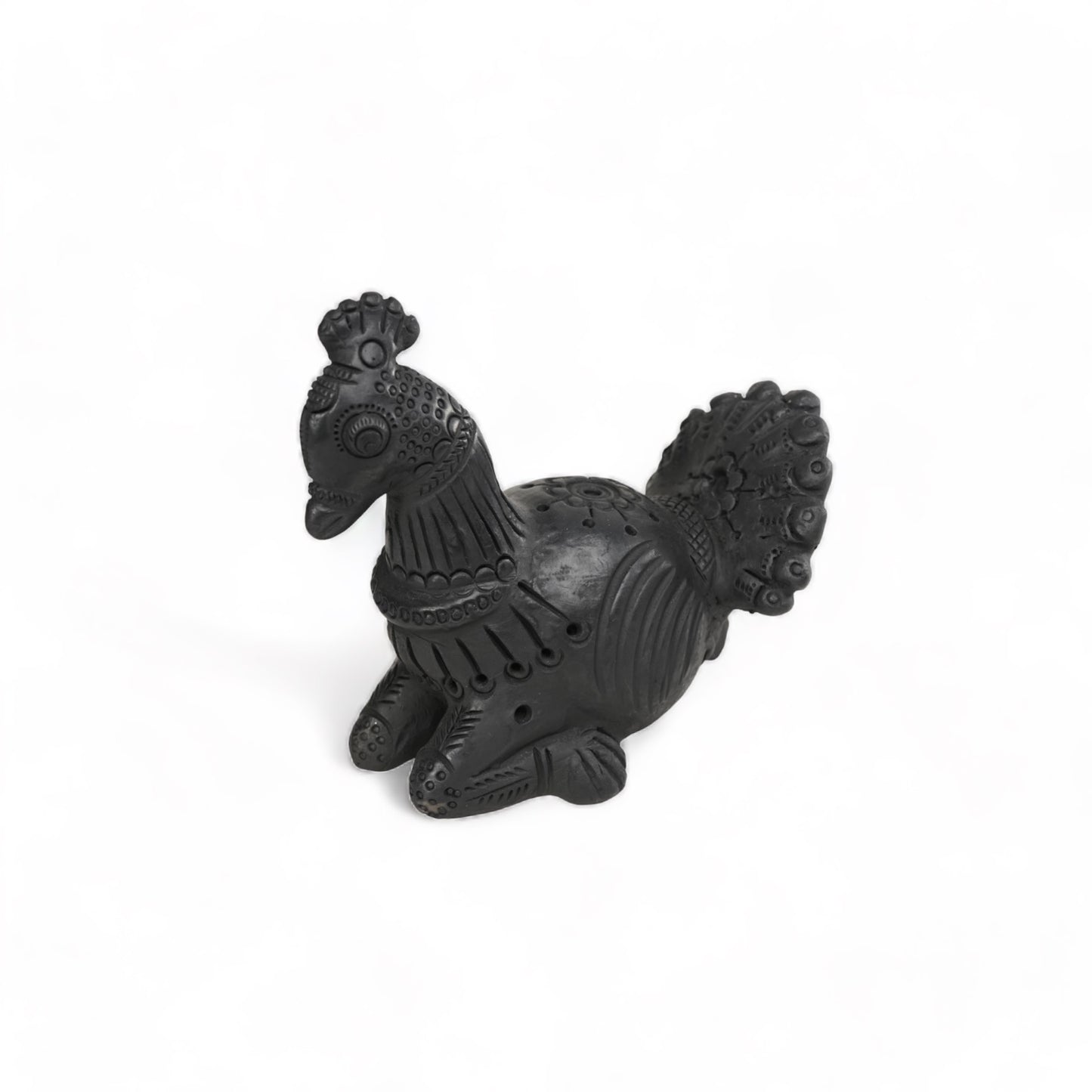 Sawai Madhopur Black Terracotta Peacock Figurine