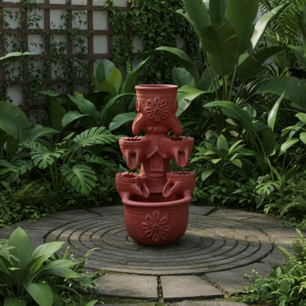 Floral House Terracotta Fountain For Garden