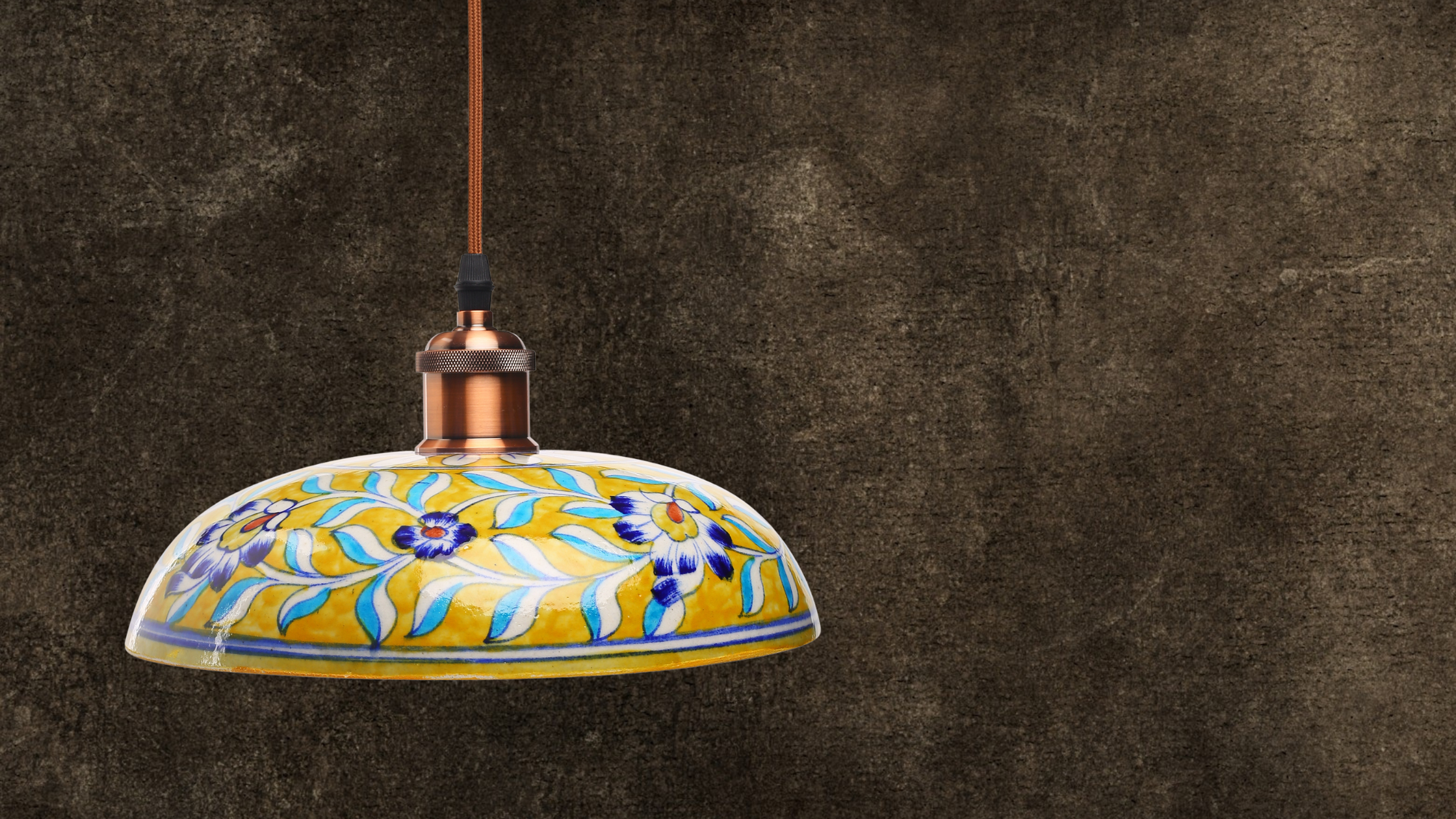Blue Pottery Hanging Lamp