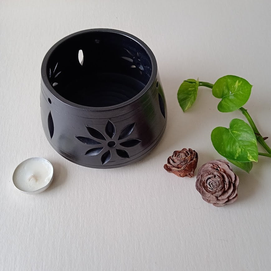 Black Pottery Terracotta Cone Lamp