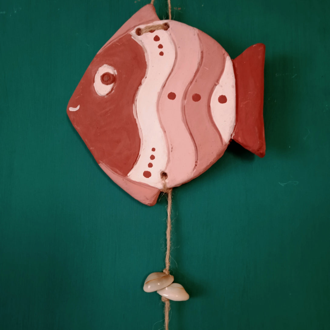 Fishy Family Terracotta Wall Hanging