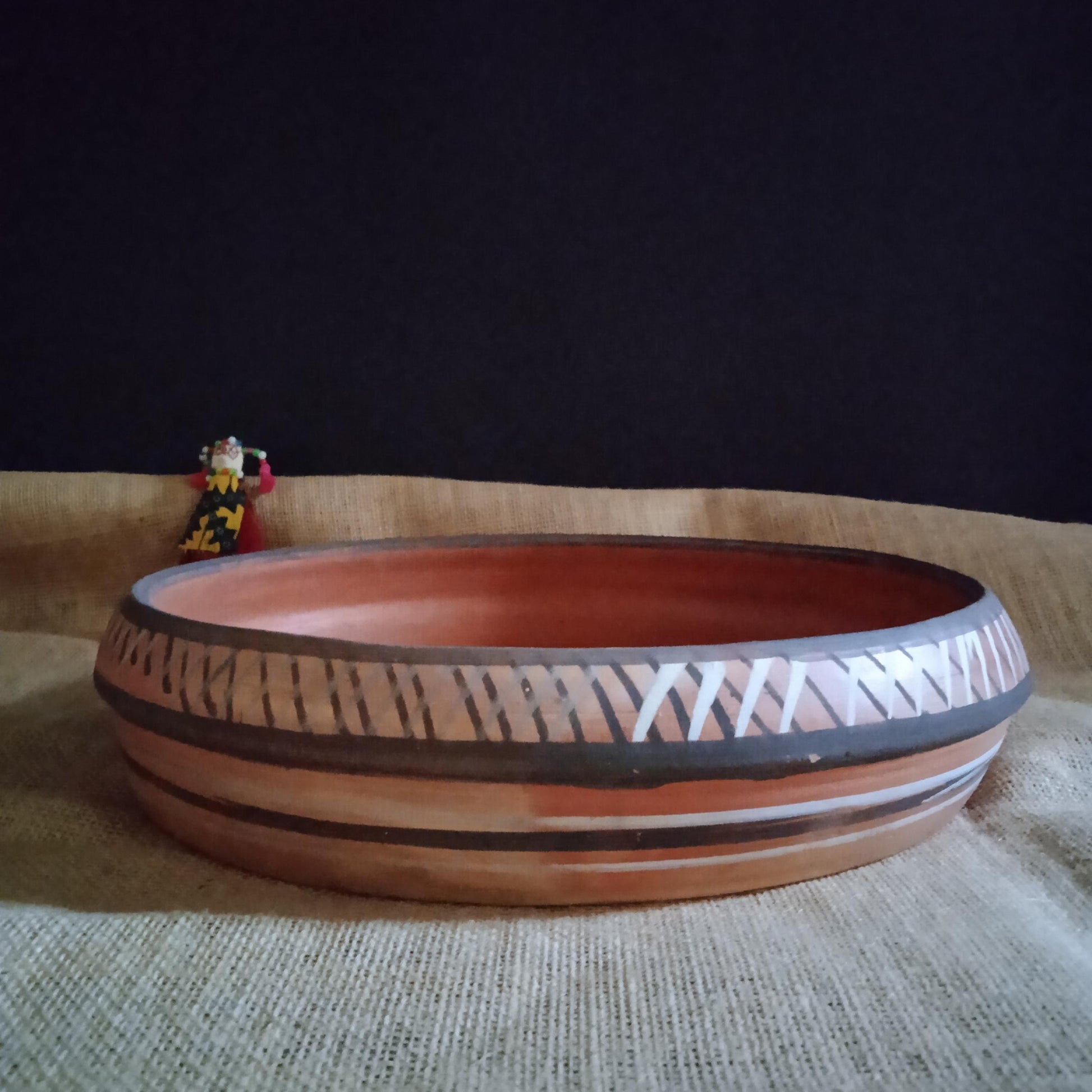 Gundiyali Terracotta Hand-painted Serving Platter - 11 Inch