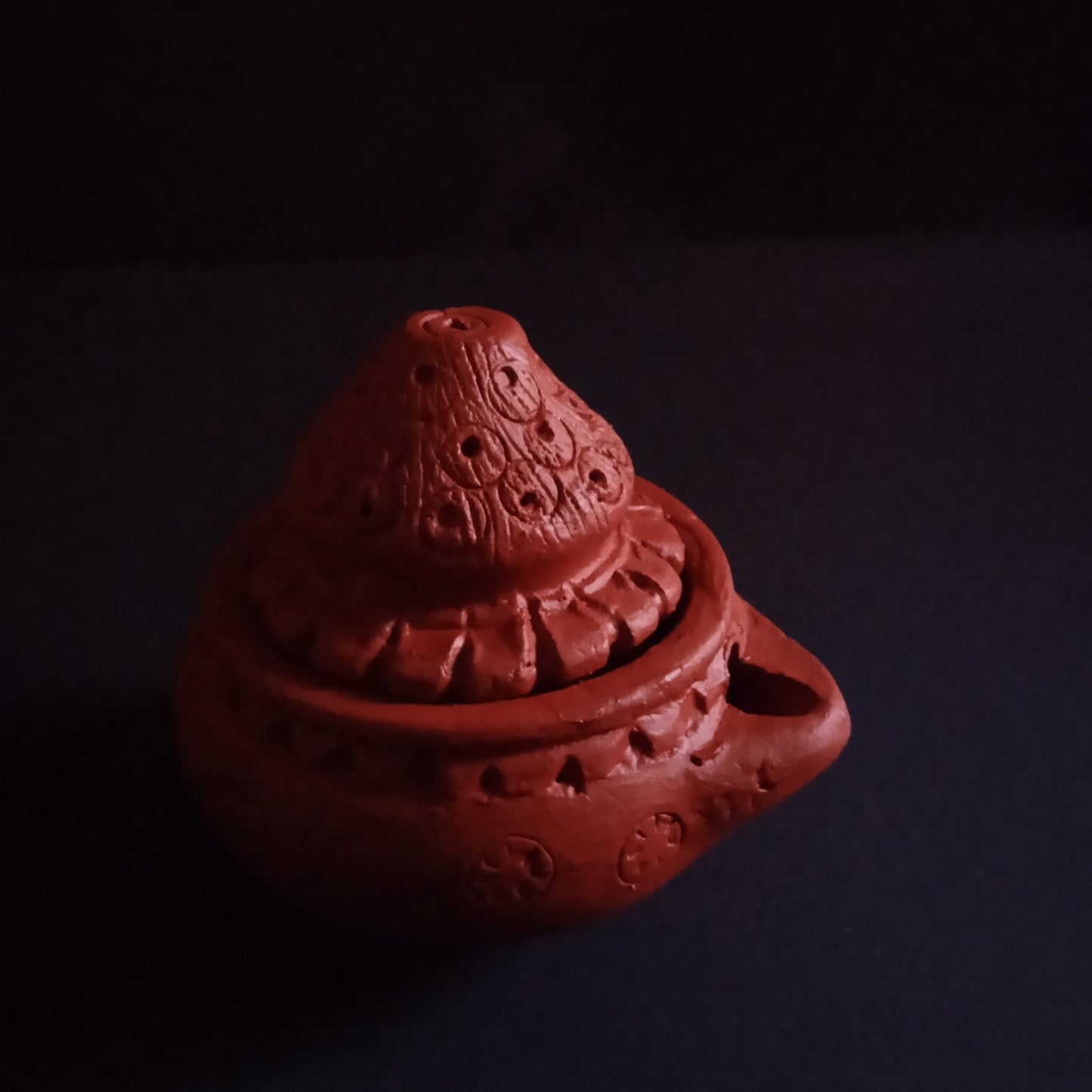 Terracotta Buddha Face + Diya