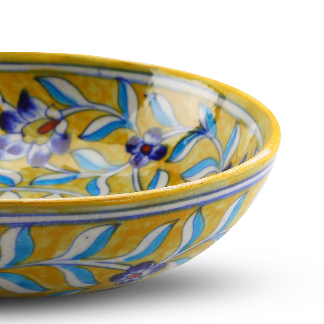 Blue Pottery Hanging Lamp Shade - Yellow