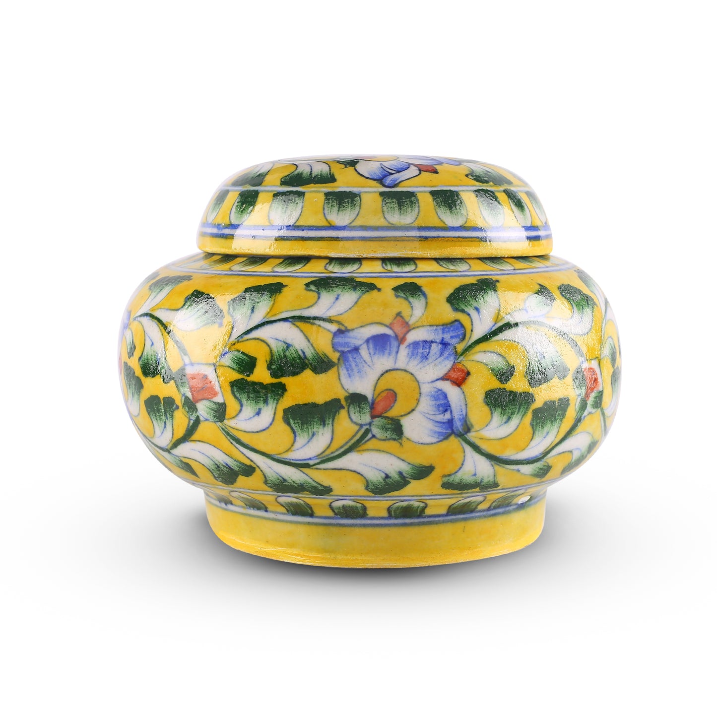 Blue Pottery Matki Jar - Yellow
