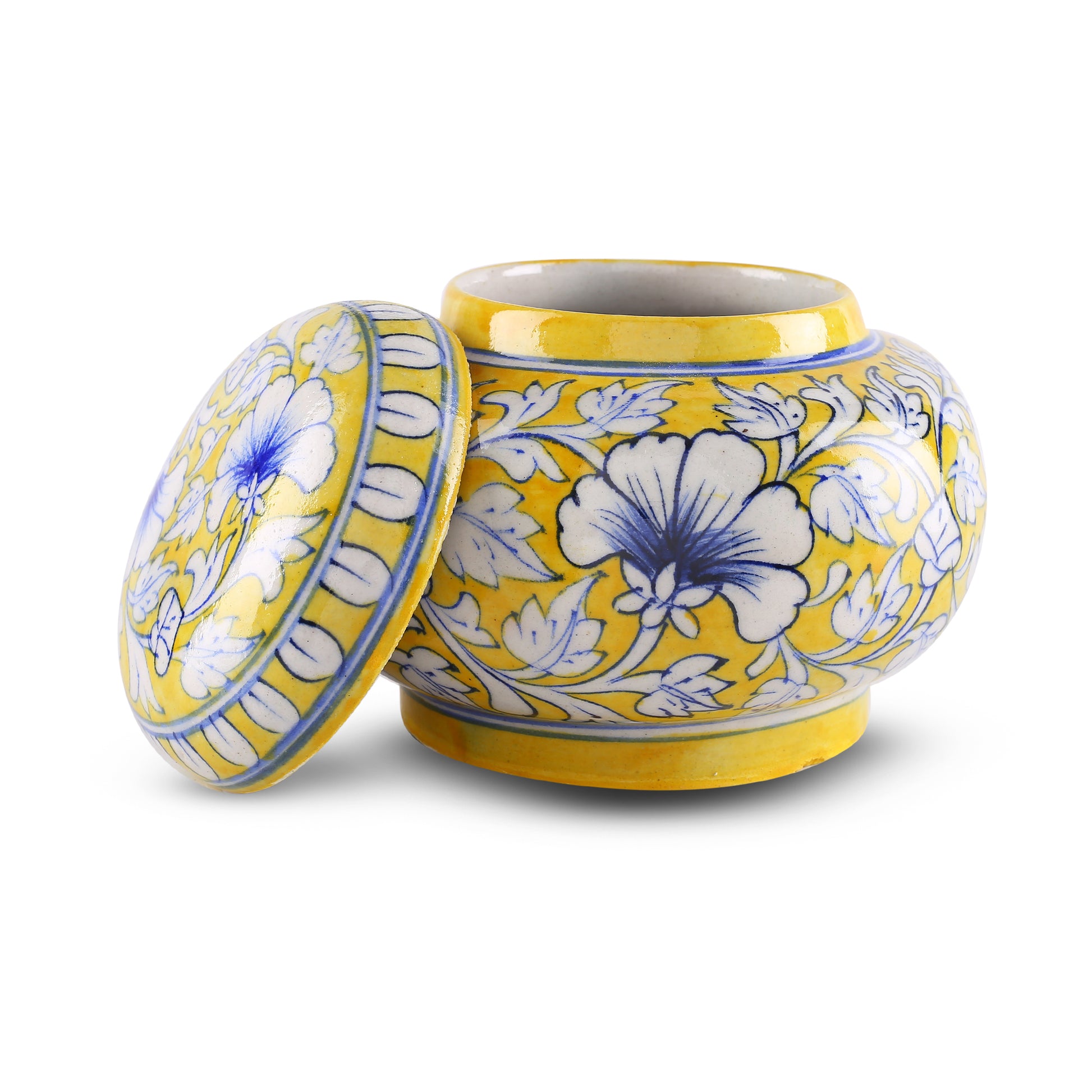 Blue Pottery Matki Jar - Yellow Single colour