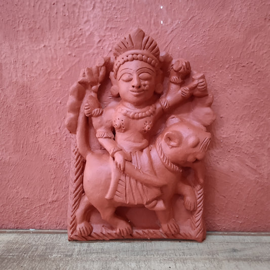 Goddess on Tiger Terracotta Plaque