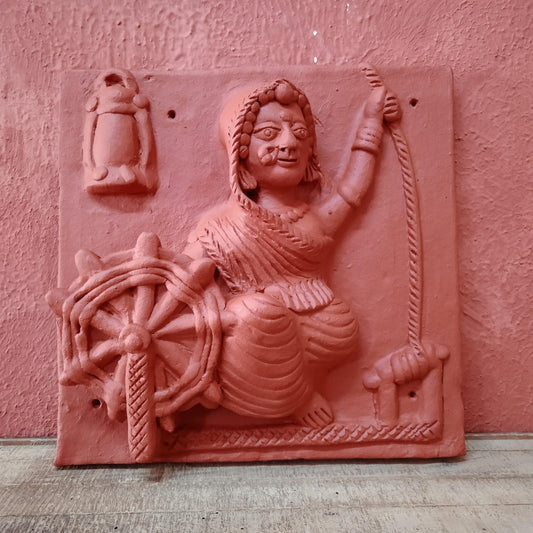 Terracotta Lady charkha tile Molela