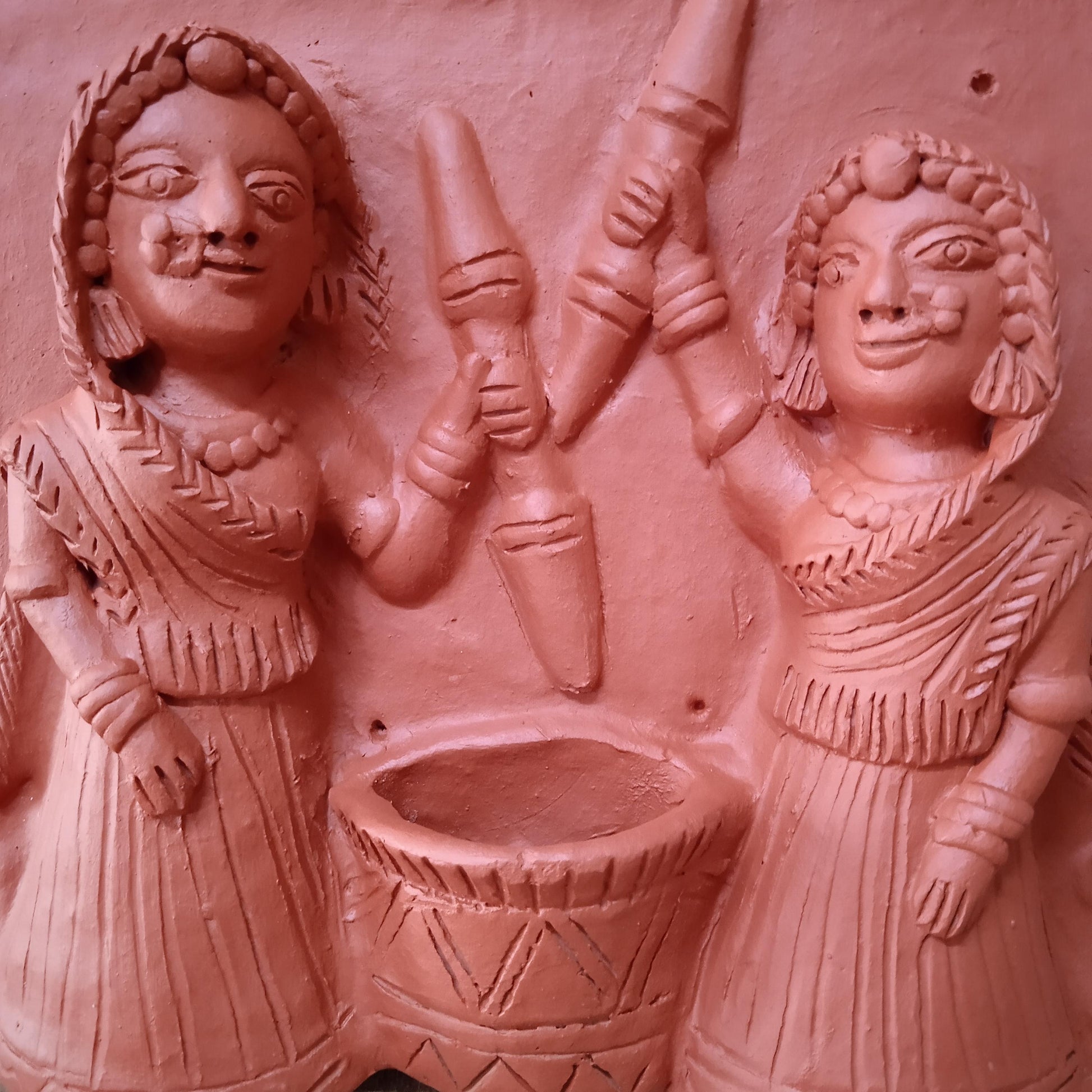 Terracotta Ladies grinding Panel