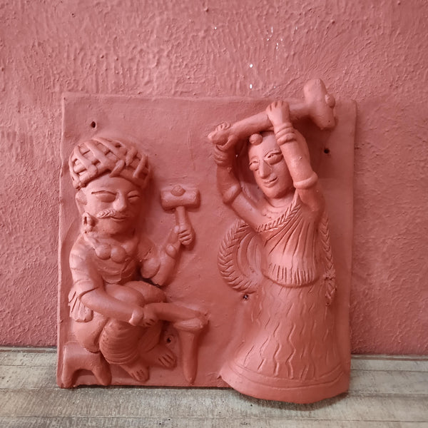 Terracotta Blacksmith Couple Panel