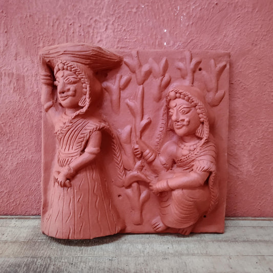 Terracotta Ladies in a farm Panel