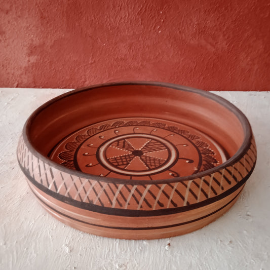 Gundiyali Terracotta Hand-painted Serving Platter - 11 Inch