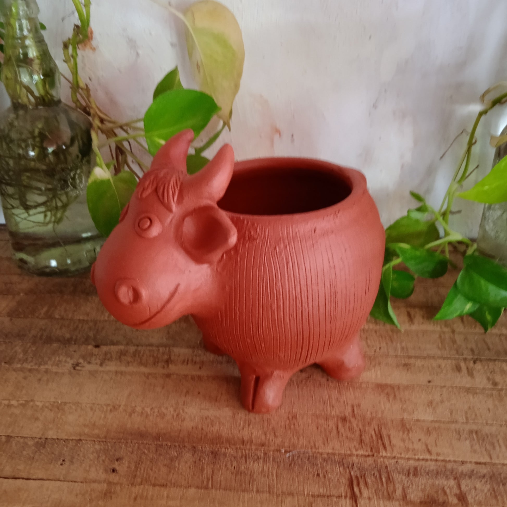 Terracotta Cow Planter