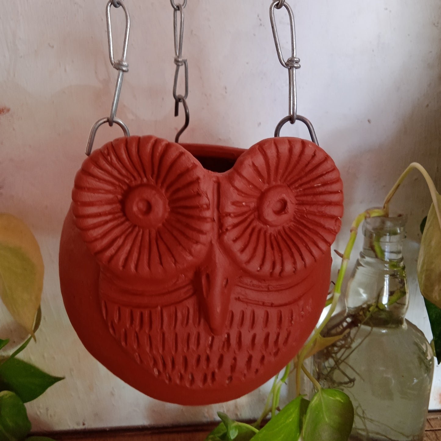 Terracotta Hanging Owl Planter