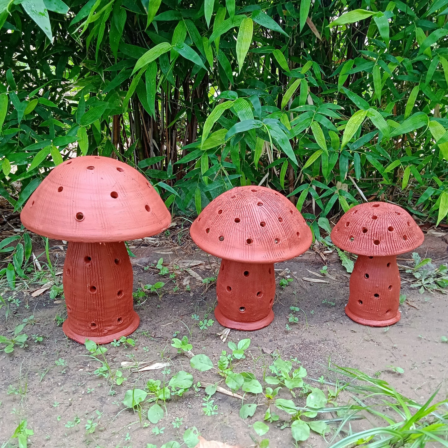 New Terracotta Mushrooms (Set of 3)