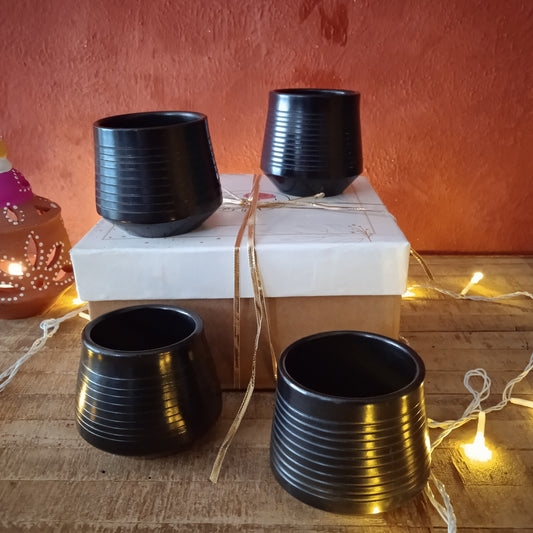 Black Terracotta Kulhad ( Set of 4) with box