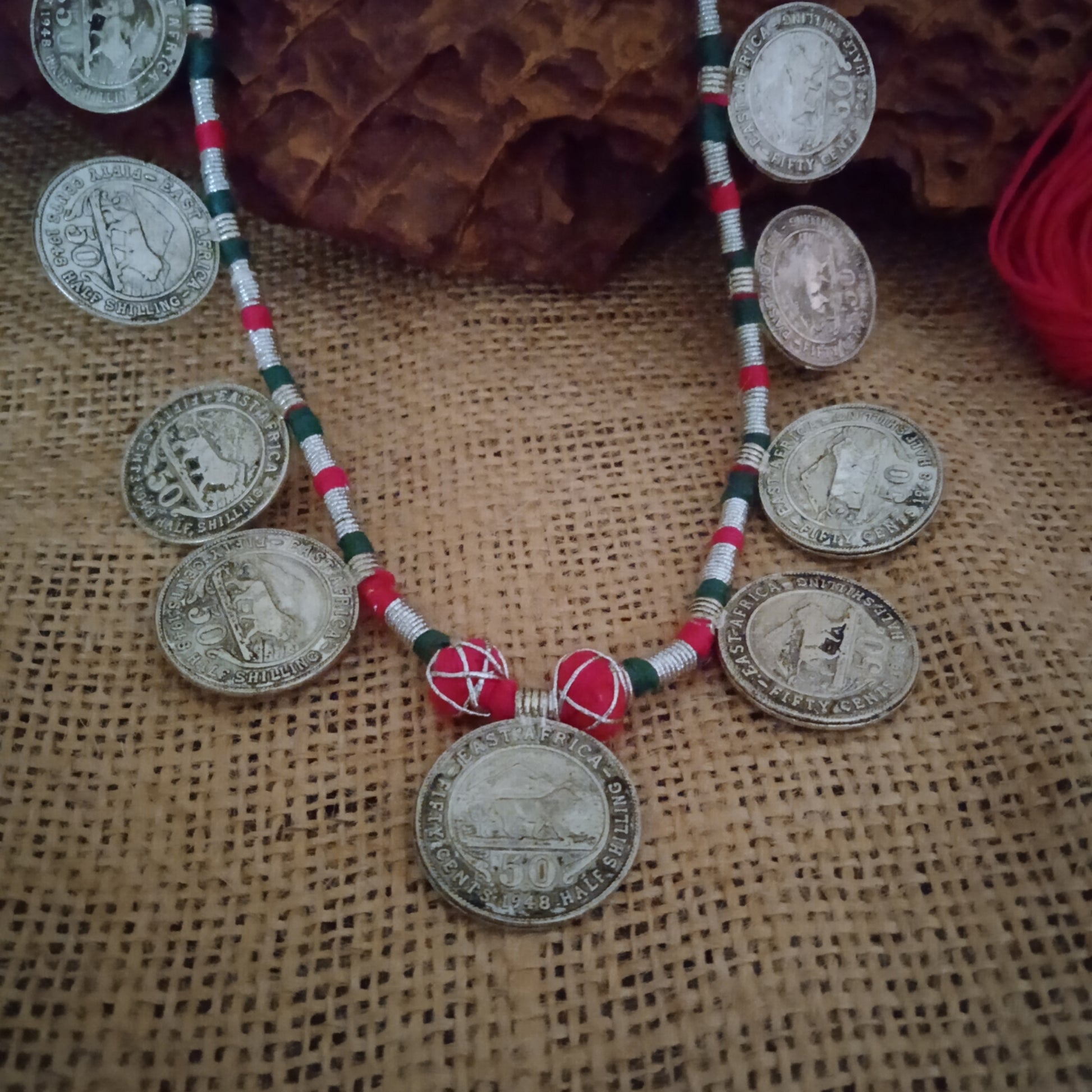 Coin Necklace - Deep Pink