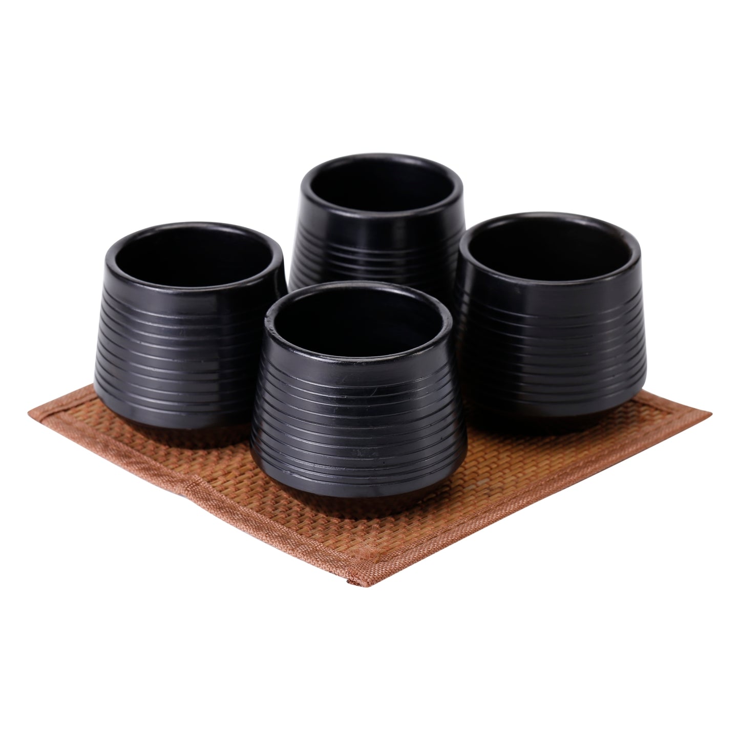 Black Terracotta Kulhad ( Set of 4) with box