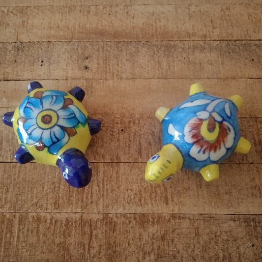Blue Pottery Tortoise Goodluck gift-paper weight  (Set of 2)