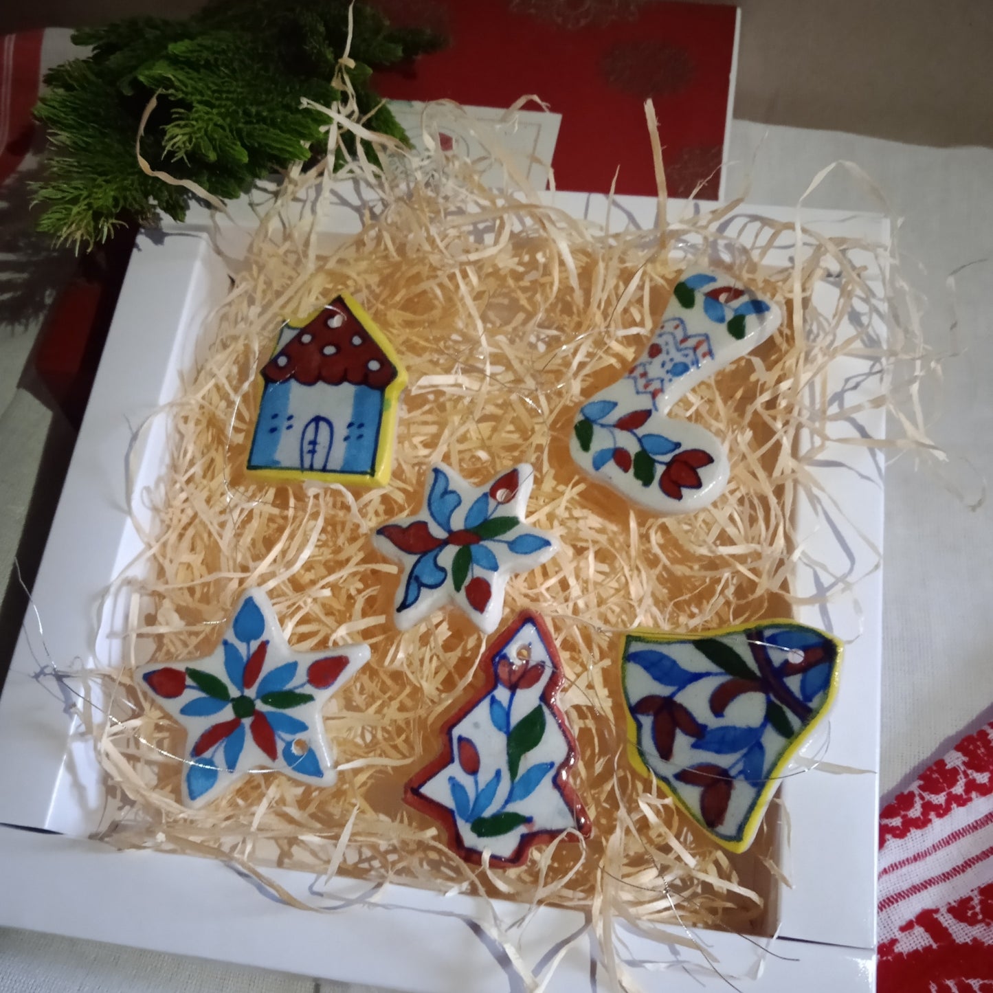 Blue Pottery Christmas ornaments (set of 6)