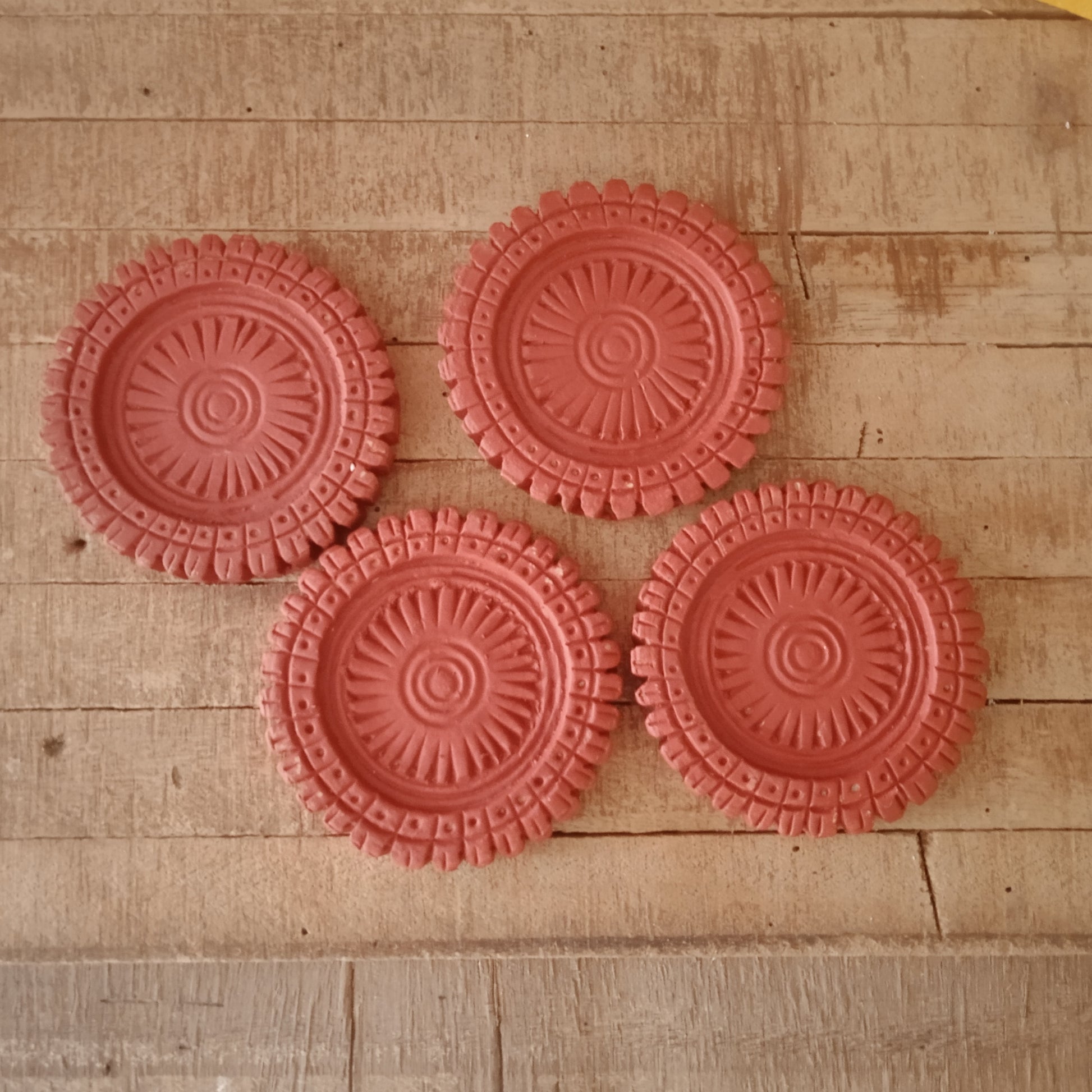 Terracotta Mandala Coasters - Set of 4