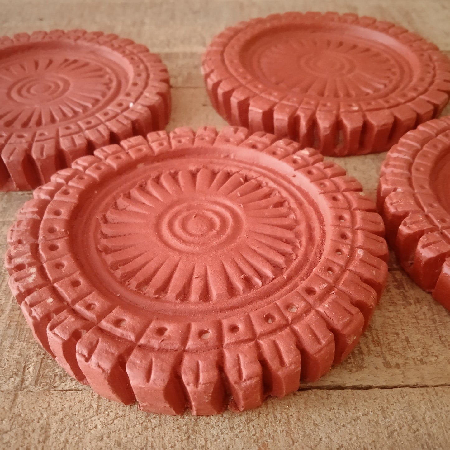 Terracotta Mandala Coasters - Set of 4