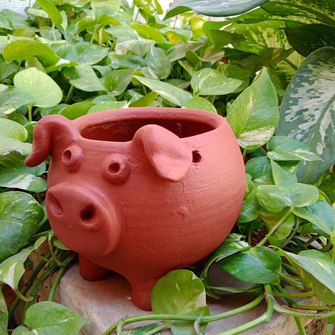 Terracotta Hanging Pig Planter
